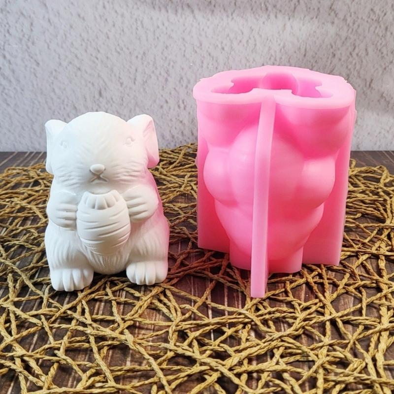 Bunnies Statue Silicone Candle Molds for Candle Soap Home Decoration Animal Shape Silicone Candle Molds for Epoxy Resin