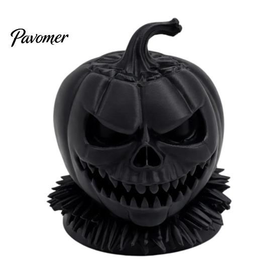 Cool Personalized Festive Props 3D Printed Evil Pumpkin Head Figurine with Ruffled Collar, Gothic Dark Thrilling Party Atmosphere Decor Jack O Lantern