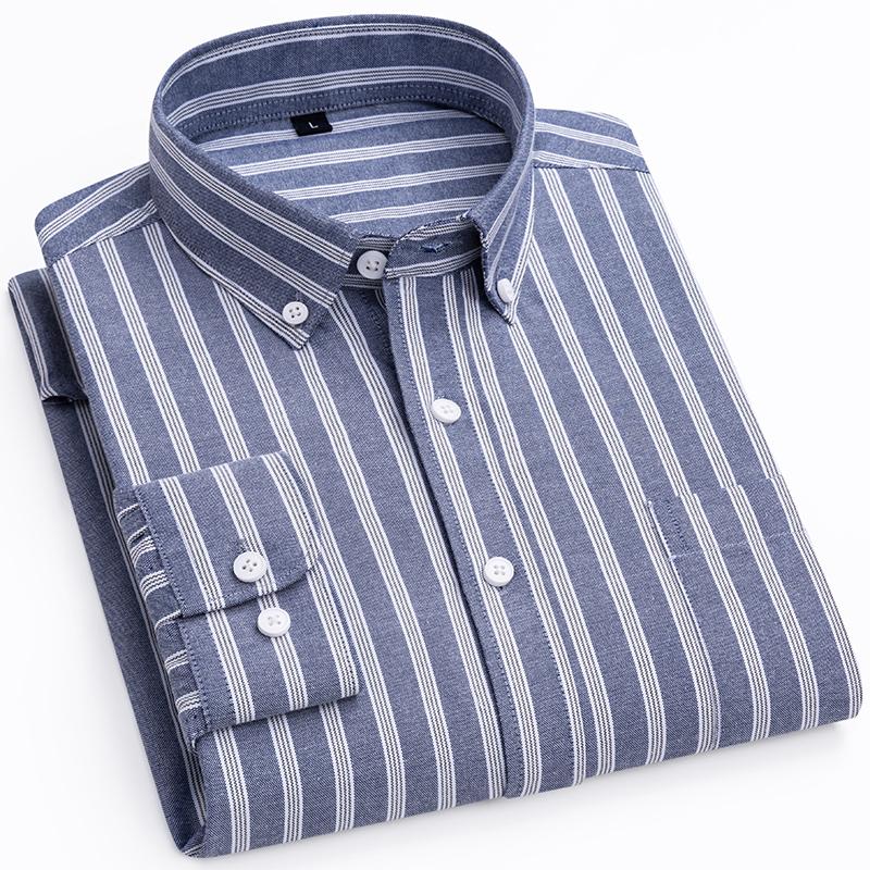 Autumn New Men's Striped Shirt Slim Business Office Casual Wedding Dress Fashion Korean Long-sleeved Male Social Shirts