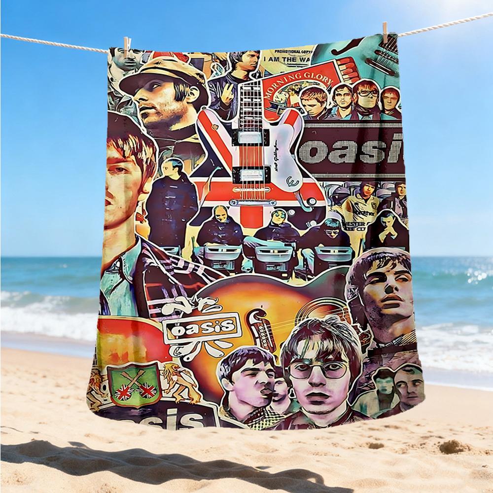 1pc Oasis Band Outdoor Flannel Blanket, Cozy & Warm Soft Te Playful Design, Napping Camping,