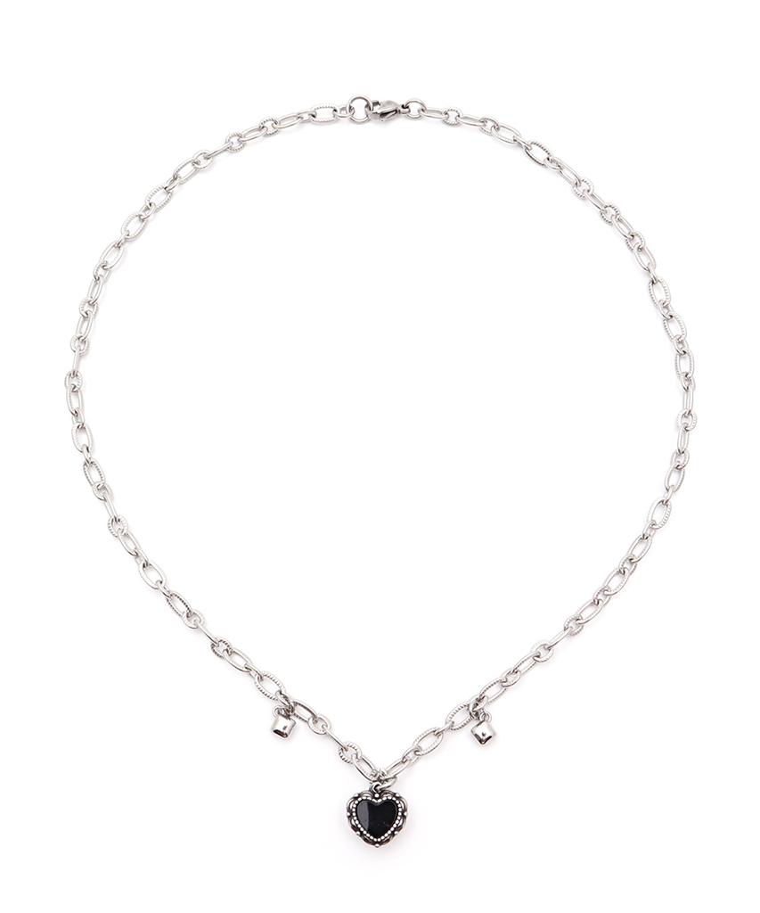 Polalita Surgical Black Heart Chain Necklace (Plt-Nl-041_Sv)