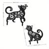 2PCS Outdoor Garden Lawn Decoration Crafts Ornament European and American Iron Art Black Cat Silhouette Floor Insert Ornament Home Furnishing