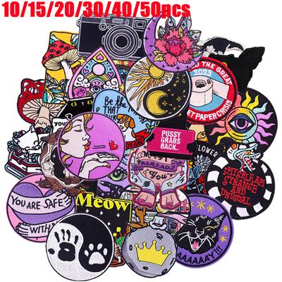 10 /20 /30 /40 /50pcs Wholesale High Quality Random Cartoon Embroidery Patch Diy Punk Patch Iron On Patches For Clothing On Clothes 