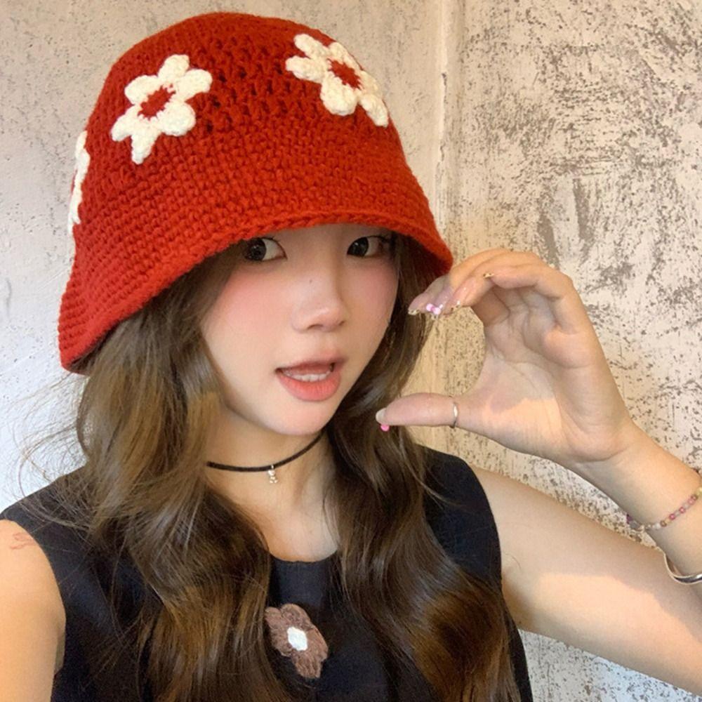 Korean Style Beanies Hat Handmade Bucket Hat Retro Women's Fisherman Hat  Girls