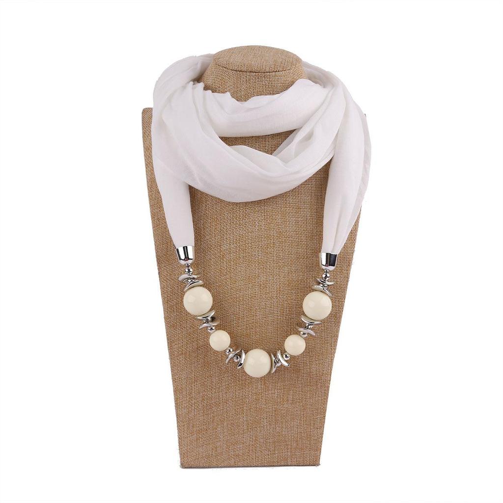 Ladies' Ethnic Style Scarf Accessory, Gorgeous Bead Ring Design, Necklace Scarf Two In One Fashion Accessory