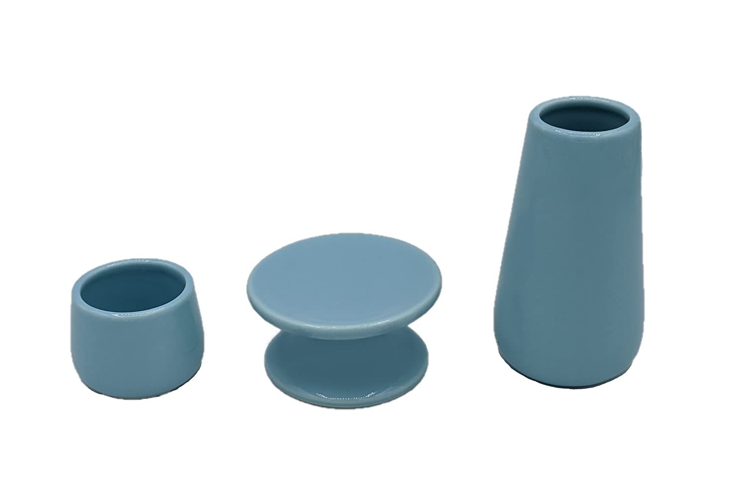 

Pet Buddhist Altar Accessories Set, Mini, 3-Piece Set, Blue, Made in Japan, Ceramic, Water Vase, Flower Vase, and Memorial