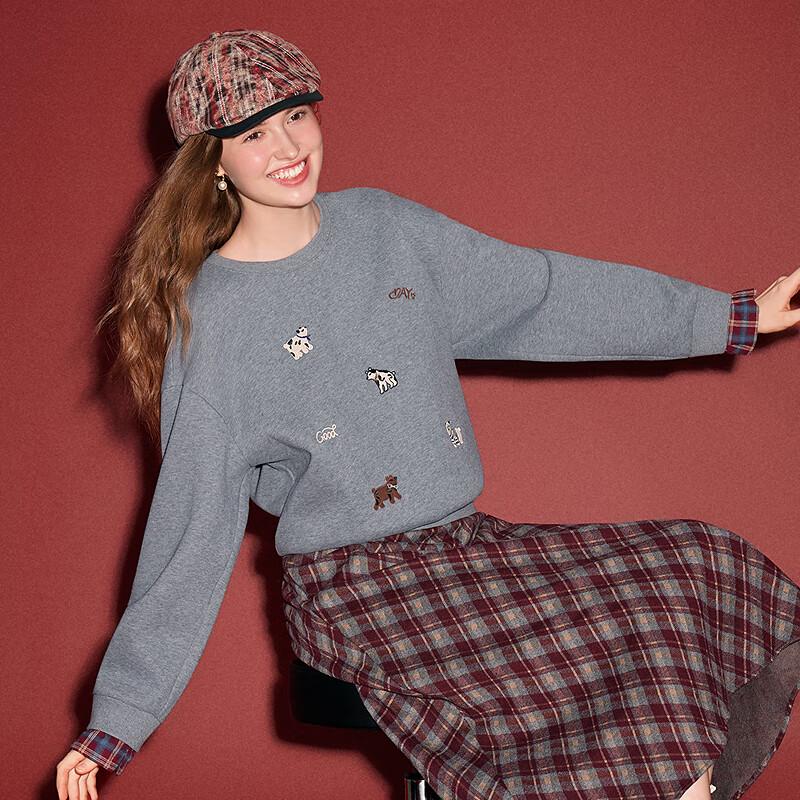 Betu Women's Embroidered Casual Long Sleeve Sweatshirt