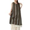 Spring-Summer Retro Jacquard Plaid Stripe Double-Layered Loose Sleeveless Vest Dress