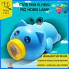Bike Front Light with Horn Children Cartoon Piggy Bicycle Handlebar Lights Rechargeable Night Riding Kids Flying Pig Bell Lamp