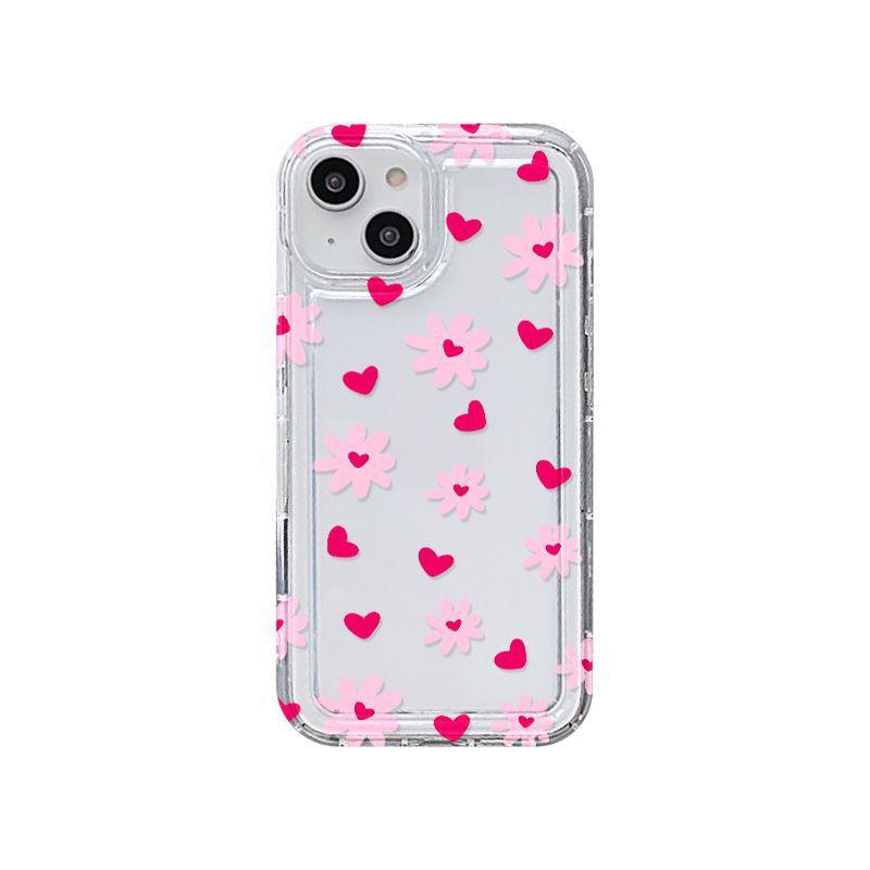 Pink Love Flower for iPhone17promax Mobile Phone Case Apple 14 Large Hole 16/13 New 15