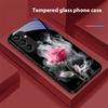 Weißer Rauch Rote Rose Für Samsung Galaxy A15 5G 54 4G 51 50 24 35 90 71 12 51 53 52S 80 22 34 Schwarze Handyhülle aus gehärtetem Glas