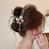 Iridescent Flower Large Shark Hair Claw Elegant Women Back Head Hair Clip Unique Hair Accessory