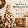 DIY 3D Patchwork Quilted Christmas Tree Kit 30cm Fabric Holiday Tabletop Decoration with Interchangeable Top Ornament Red Plaid Farmhouse Handmade