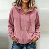 Giacca casual da donna con zip intera in velluto a coste con tasche per l'autunno