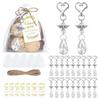 Angel Wing Pendant Keychains 20 Set White Crystal Angels for Baby Shower Favors and Wedding Supplies