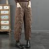 Women's Loose Rhombus‑Quilted Down Cotton Pants Windproof Warm Thick Elastic Waist Casual Winter Trousers