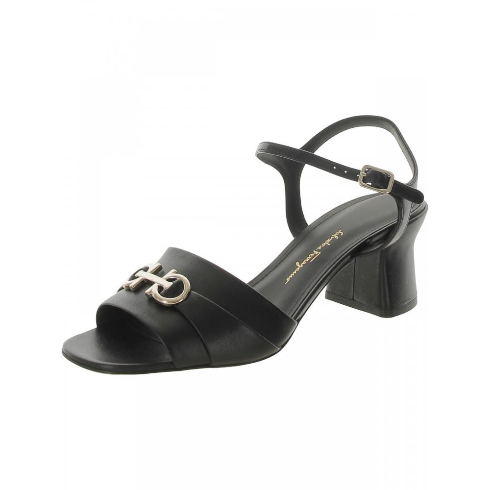 Salvatore Ferragamo Ondina Gancini Womens Leather Ankle Strap Heels Sella Lamb