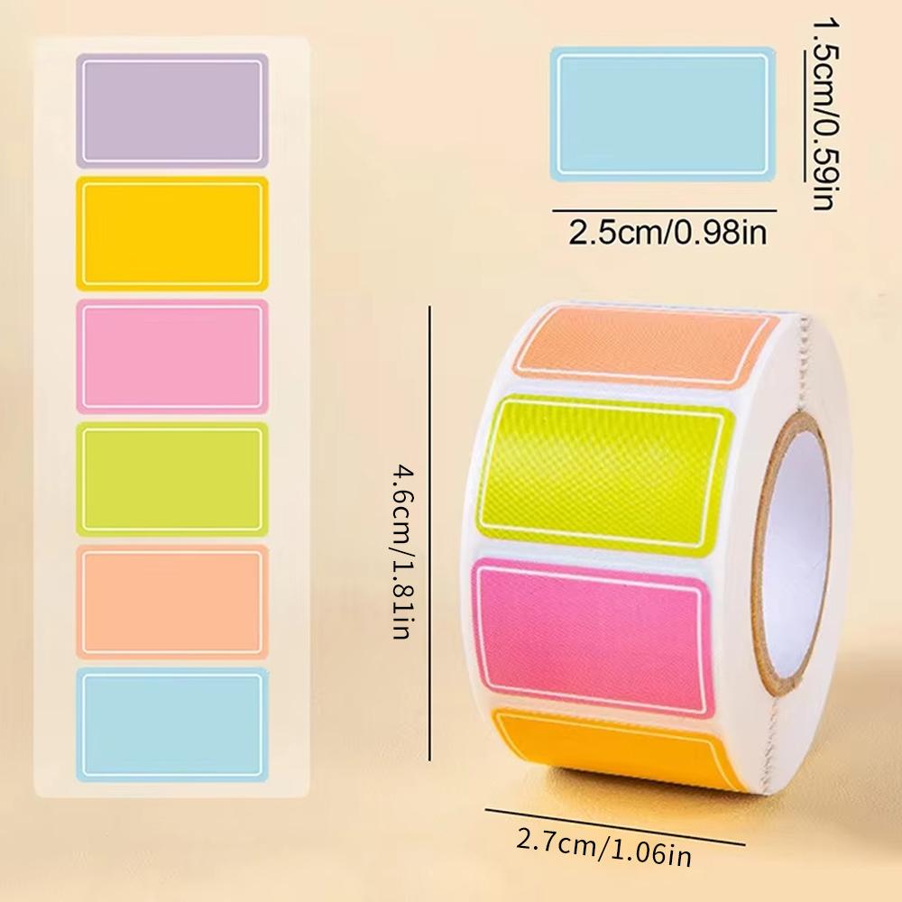 500-Piece Roll 2.5x1.5cm Waterproof Color-Coded Index Tabs-Coding Removable Labels Solid Colors Tags File Classification