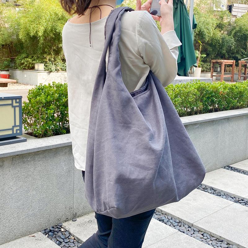 

Большая повседневная сумка-тоут, новая корейская модная сумка через плечо, парусиновая сумка на плечо с завязками, дизайнерская сумка для покупок в студенческом стиле