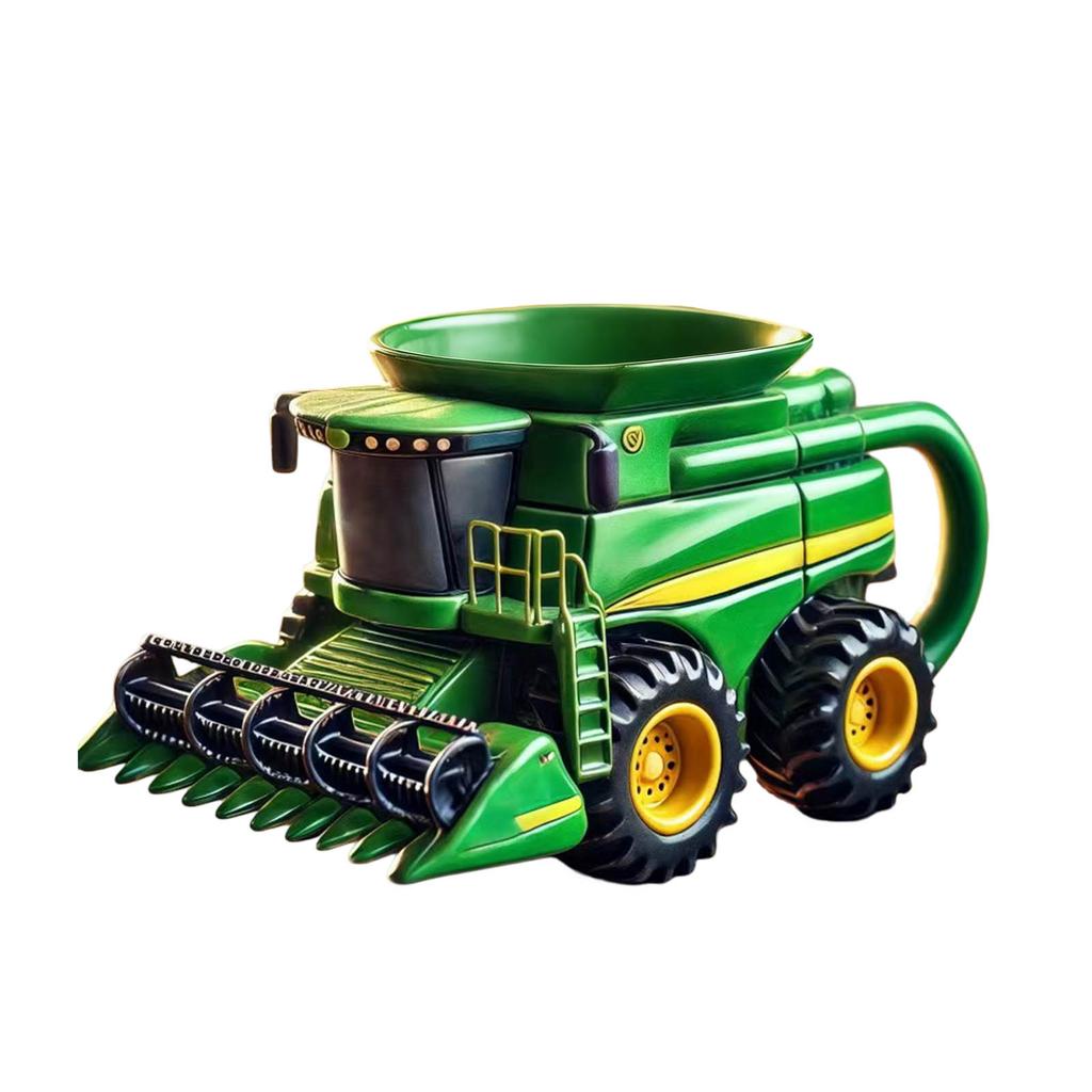 Vintage Green Tractor Mug - A Resin And Stainless Steel - Decorative Coffee Mug, Perfect As A Gift For Farmers And Lovers Of Rural Life.
