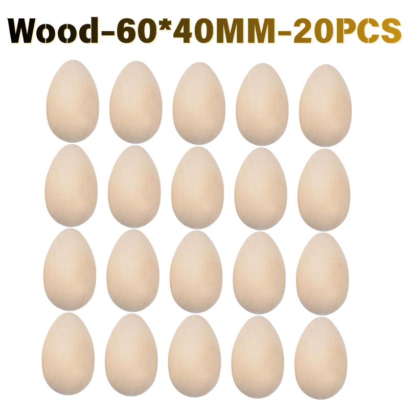 DIY Wooden Easter Eggs for Painting Graffiti Art Set Realistic Simulation Egg Craft Kit for Home Party Activity