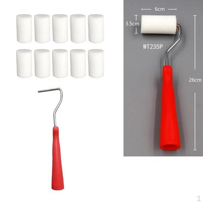 10Pcs 6cm Paint Roller Covers Replacement & 1Pc Handle