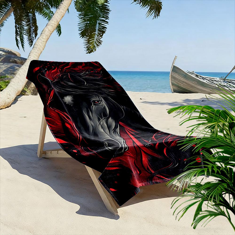 Majestic fiery stallion Print beach towel, quick drying, suitable for travel, outdoor sports, jogging, the beach and swimming, gift