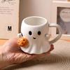 Süße Halloween-Kürbisgeister Keramiktassen Keramik-Trinkglas mit Henkel Halloween Lustige Weiße Geister Kaffeetasse