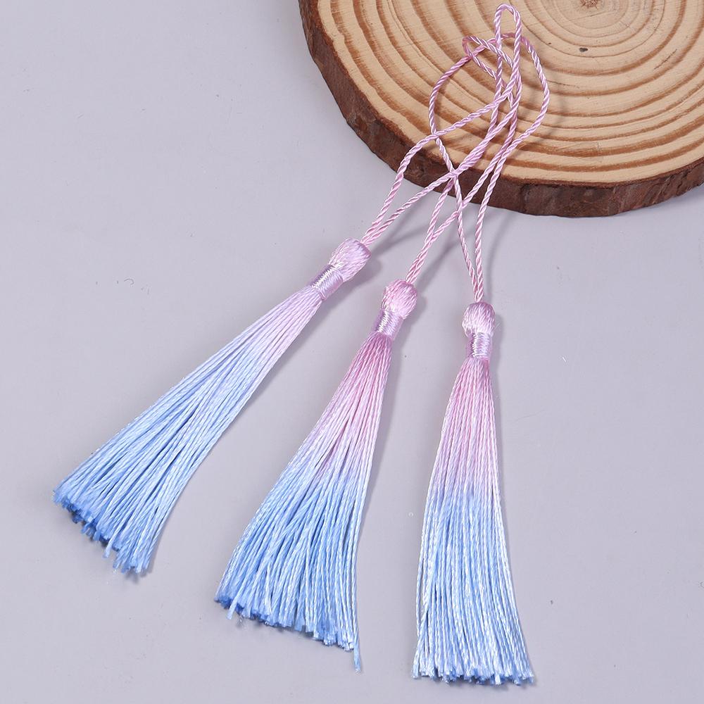 10Pcs 13cm Gradient Color Polyester Silk Tassels Bookmark Tassels Mini Tassels For DIY Crafts Jewelry Making Souvenir Bookmarks