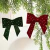 Velvet Christmas Tree Ornaments Rhinestones Heart Bow Shape Hanging Decor for Xmas Tree Window