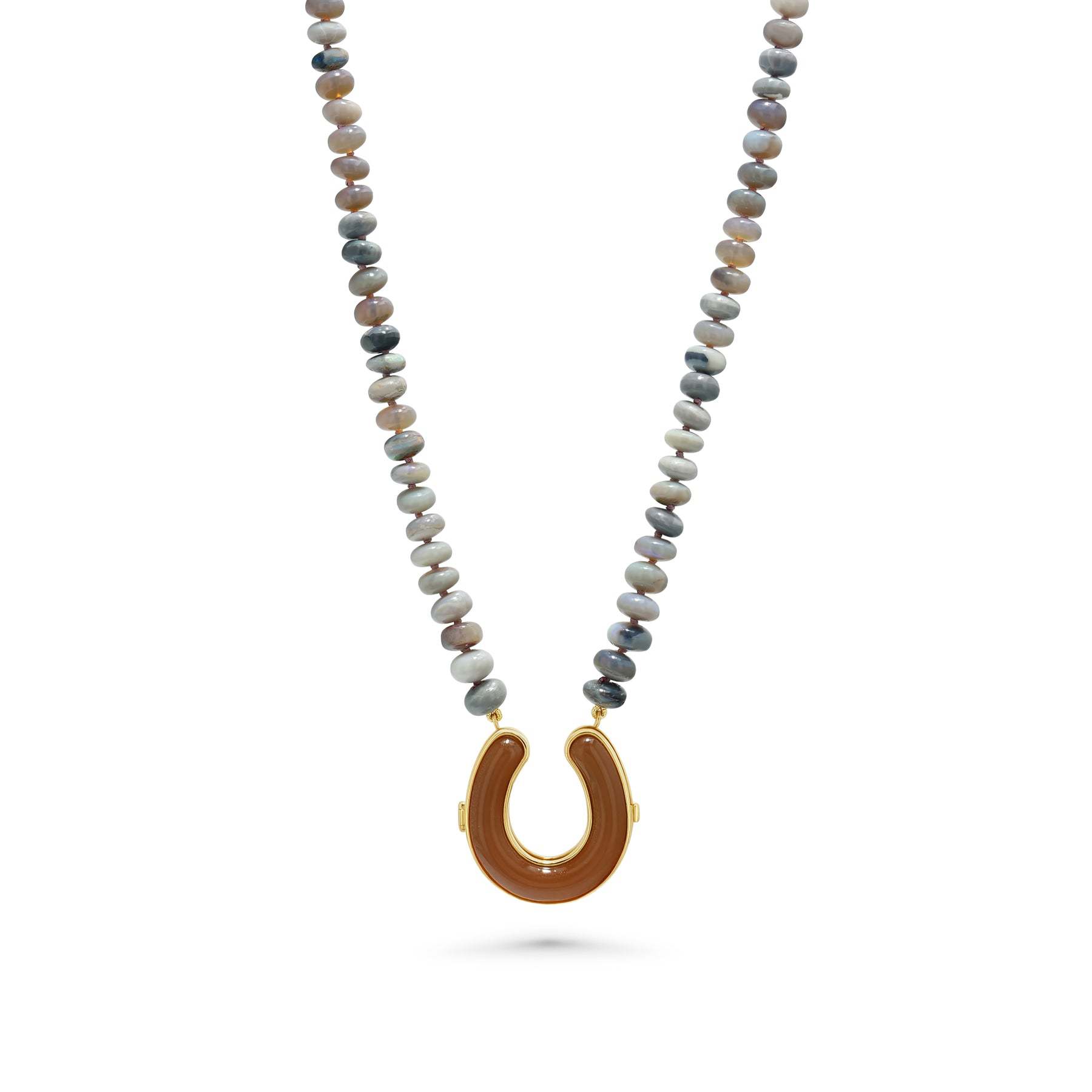 Light Luxury Horseshoe Pendant Beaded Necklace Niche Design Sense Multi-Color Bead Chain Personalized Accessories