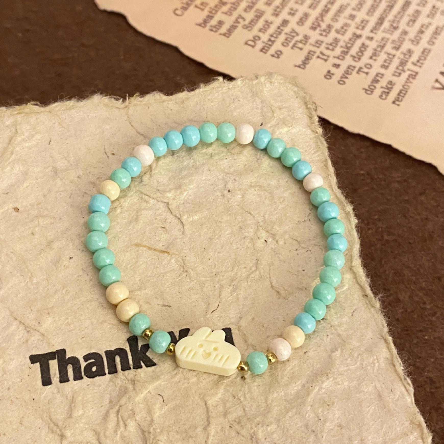 

Новый браслет с рисунком кота, кролика и свиньи, модный дизайн, красочный эластичный браслет из бисера, подарок на день рождения для девочки