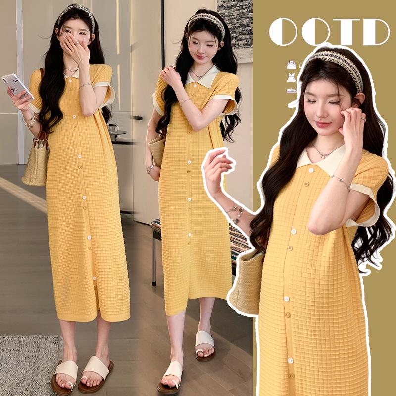 New Style Korean Knit Maternity Dress - Casual, Loose, Plus Size M