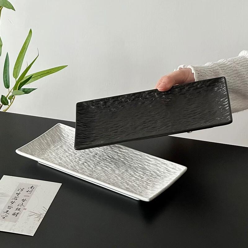 Minimalist Stone Texture Rectangular Ceramic Snack Plate