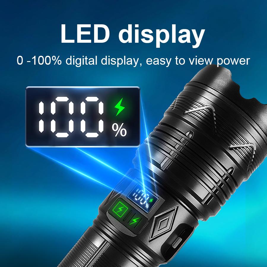 NEW 99000000LM Most Powerful LED Flashlight Rechargeable Type-c Flashlight Long Range Tactical Torch Light For Fishing Hunting