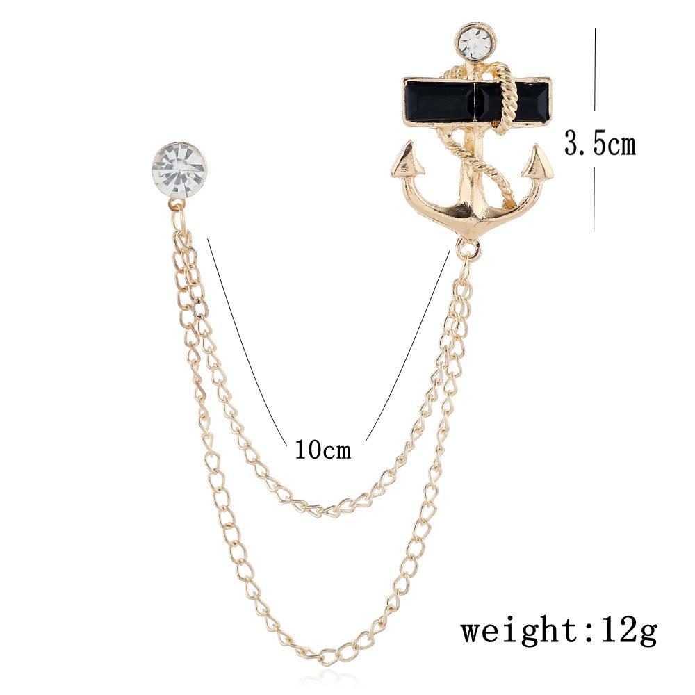 Corsage de costume, Mode européenne et américaine Simple Exquis Diamant Chaîne ancre Frangée Broche en alliage