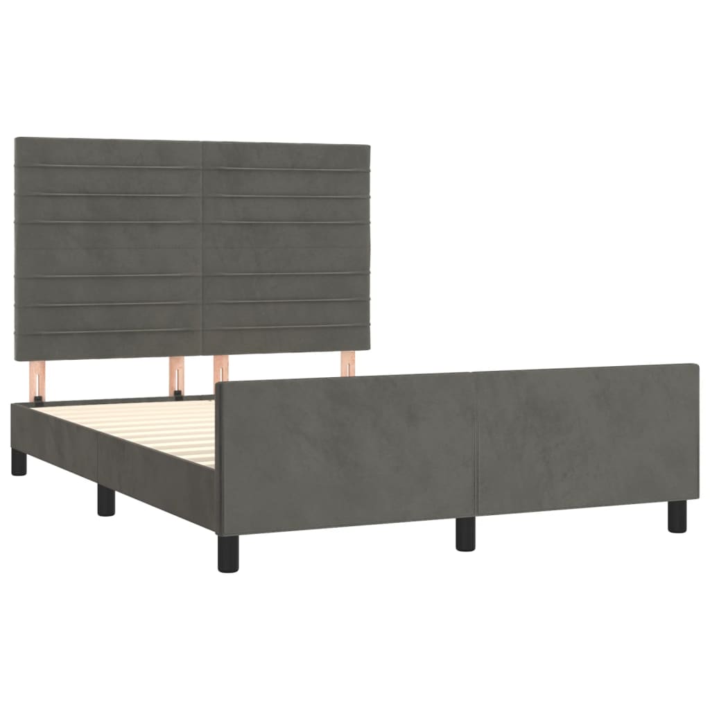 Bed Frame without Mattress Dark Grey 140 x 200 cm Velvet