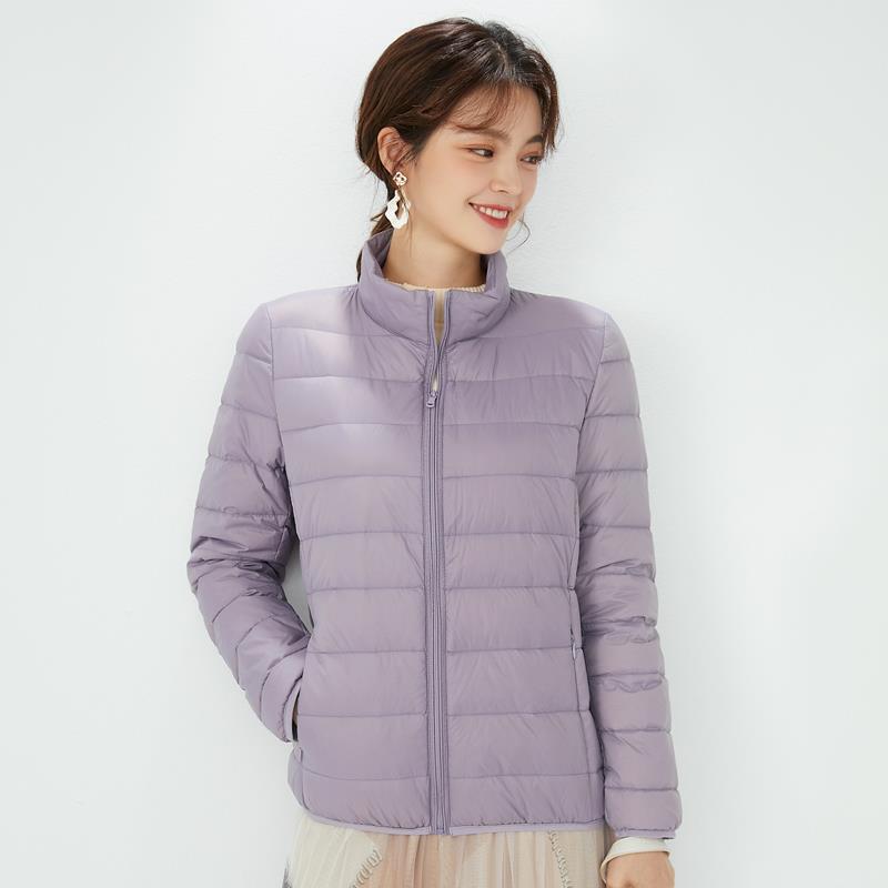 Women's Lightweight White Duck Down Jacket 2023 - Short, Hooded, Stand Collar, Fashionable Thin Style for Autumn/Winter