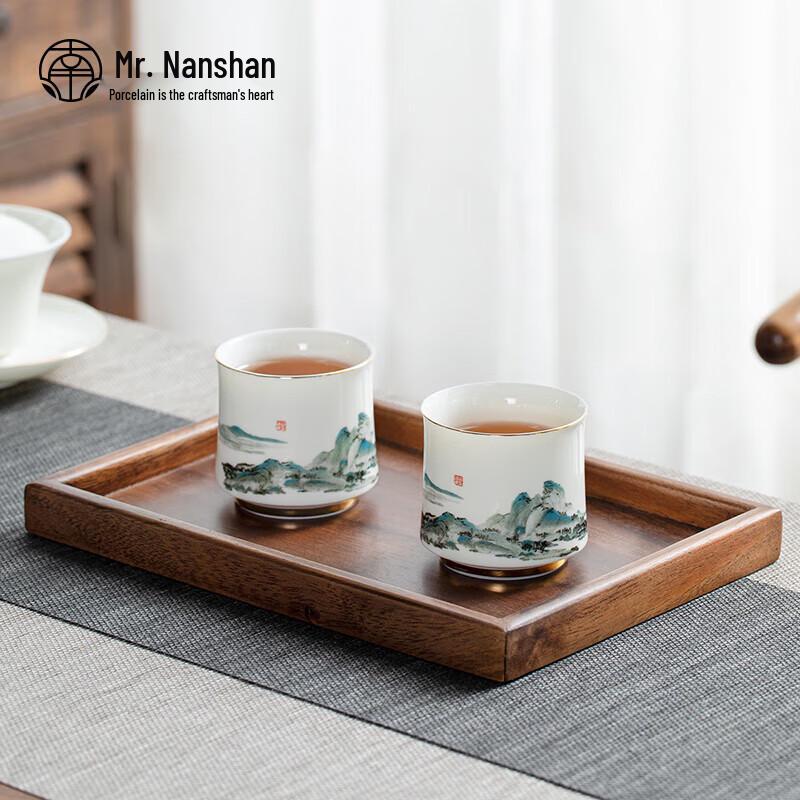 Nanshan Xiansheng Gilded Ceramic Gongfu Master Tea Cup - Thousands of Miles Landscape