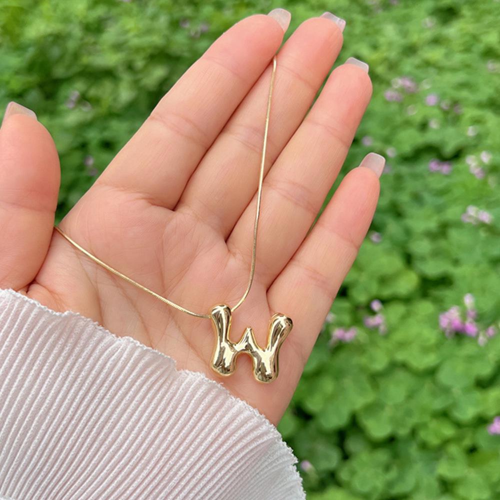 18K Gold Copper-Plated A-Z Balloon Bubble Alphabet Pendant Necklace, 2024 Stylish Glossy Design.