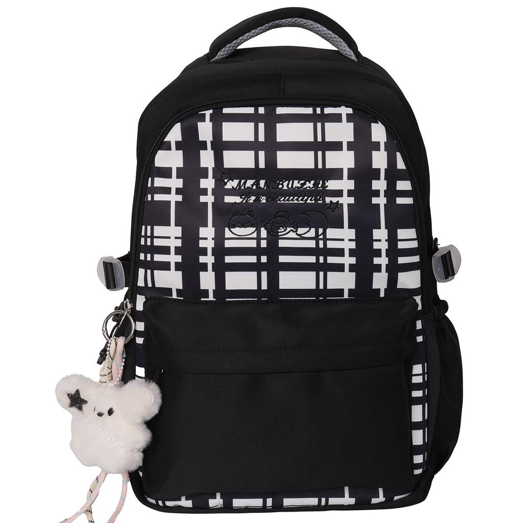 Schoolbag Korean ins cute Mori plaid contrasting backpack high value sweet middle and high school students multi-compartment backpack