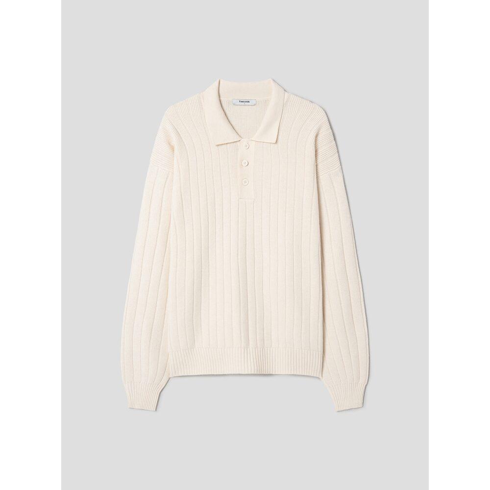 8SECONDS Modified Ribbed Loose Fit Collar Pullover Ivory