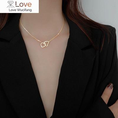 925 Sterlingsilber Herz Halskette Glänzendes Doppelherz Liebe Zirkon Kreis Anhänger Halsketten Gold Choker Kragen Kette Schmuck