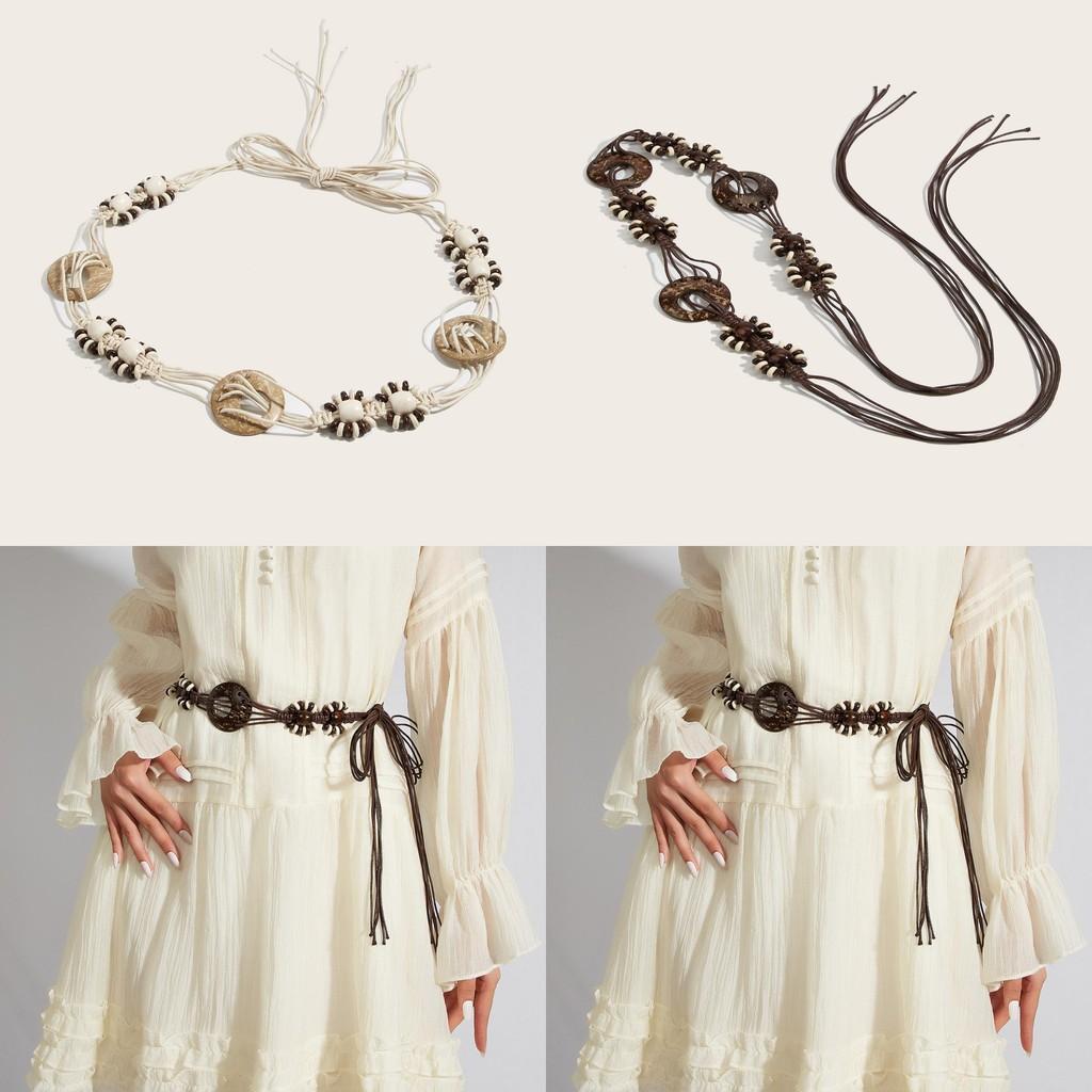 Bohemian Cotton Linen Handmade Waist Belt For Women With Knot Closure For Casual Dresses