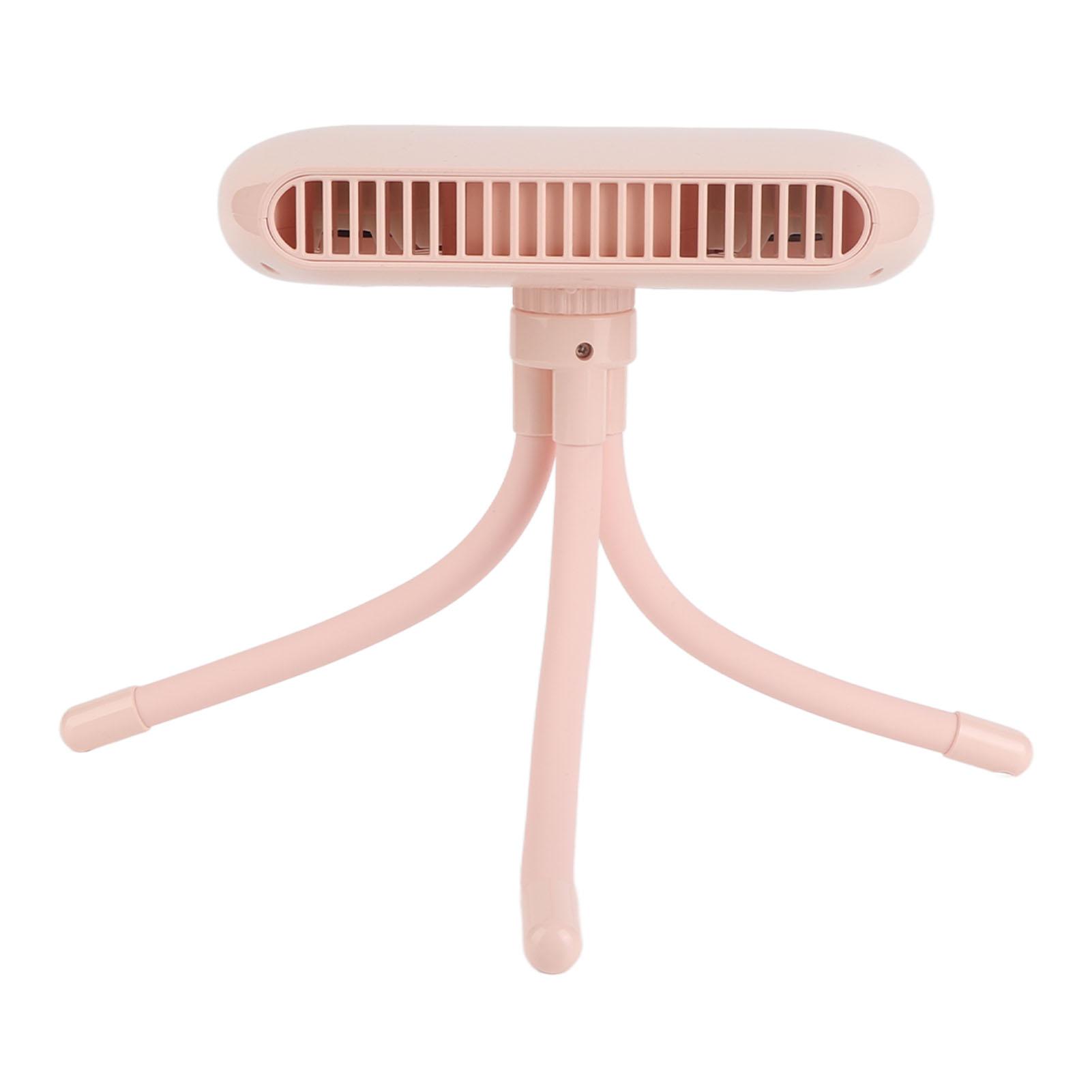 Mini Handheld Stroller Fan DC5V 4 Levels Adjustment USB Rechargeable Quiet Octopus Bladeless Fan with Detachable Bracket