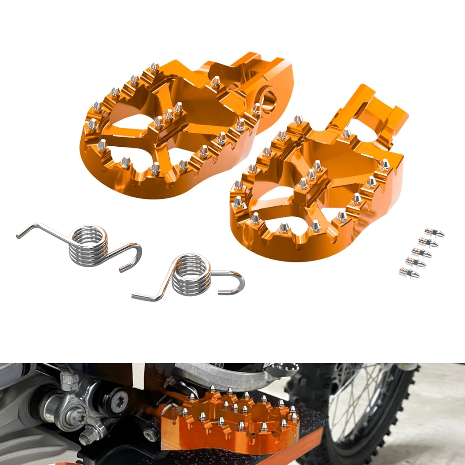 

NICECNC Foot Pegs Foot Pedals 57mm Compatible with KTM 125-500 EXC EXCF XCW 2017-2023 125-500 XC XCF SX SXF 2017-2022 85SX 2018-2022,See Fitment помаранчевий