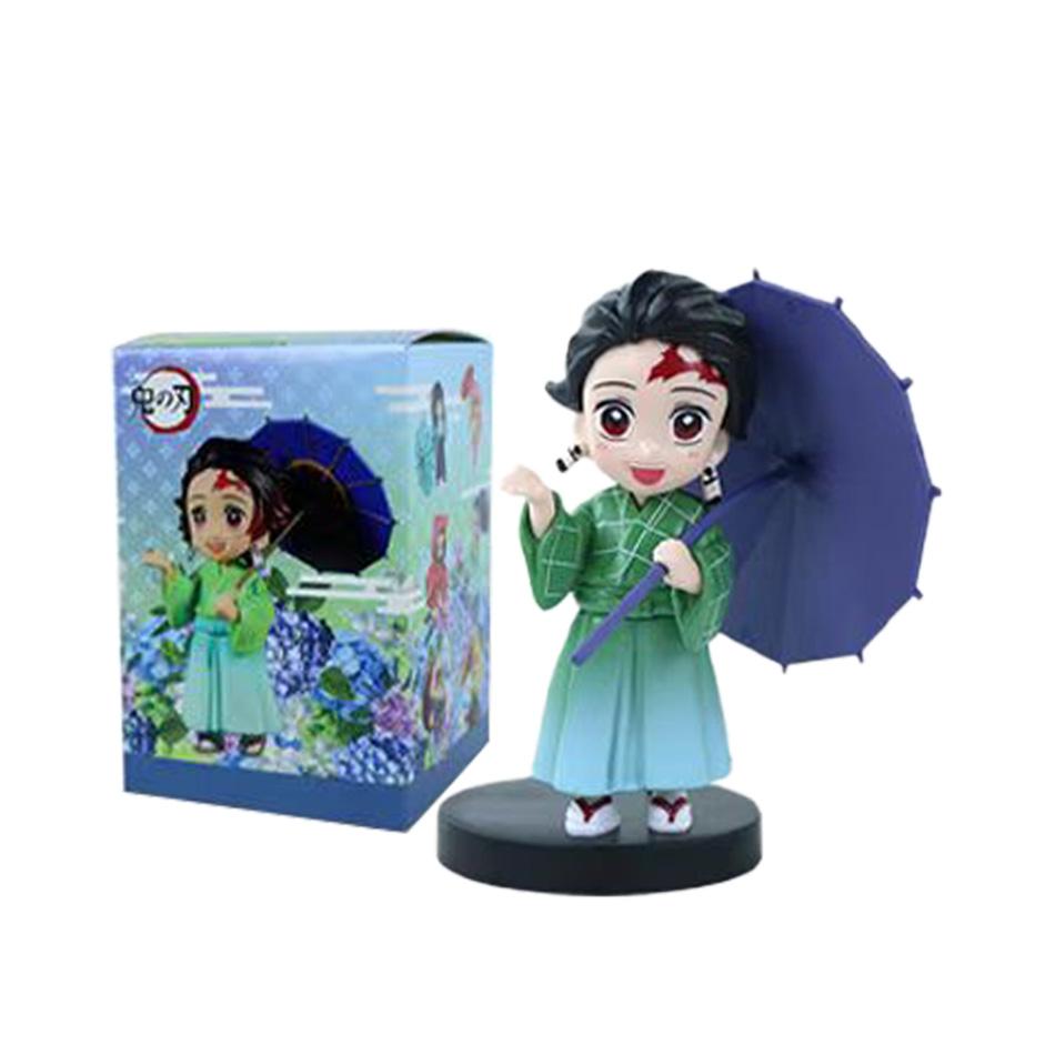 12pcs Anime Demon Slayer Tanjiro Kamado Nezuko Christmas Halloween PVC blind box cartoon figure model ornament child gift Random Mystery Trendy