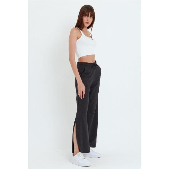 Women's Pocketed Slit Sweatpants Trousers