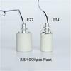 2/5/10/20pcs Pack E14 E27 Ceramic Screw Light Socket,E12 E26 Porcelain Lamp Bulb Holder with Wire for Incandescent Halogen Bulb