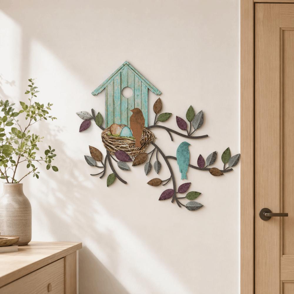 Rustic Design Metal Wall Decor Outdoor Art Tree Leaf Wall Decor Hanging Metal Tree Living Room
